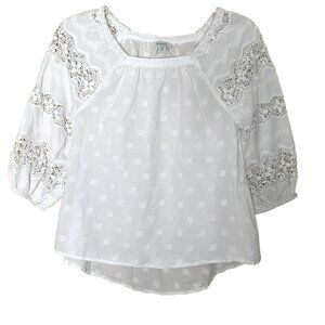 Sundance White Blouse XS Crochet Embroidery Peasant Cottagecore Fairy